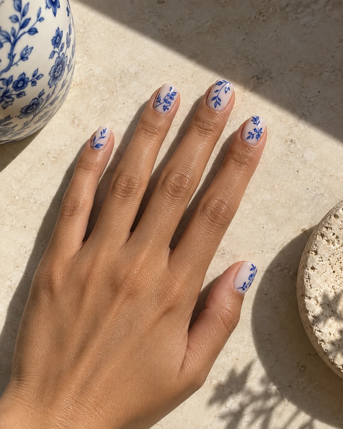 Porcelain blue — AI-created nail inspiration