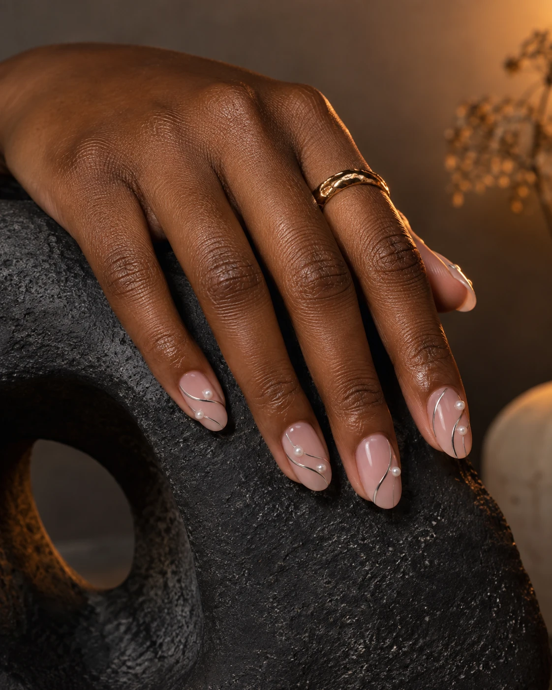 Silver ribbon — AI-created nail inspiration